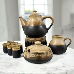 Rare Vintage Gotek Colonia Tovar Venezuela Coffee / Tea Set Warmer Stoneware